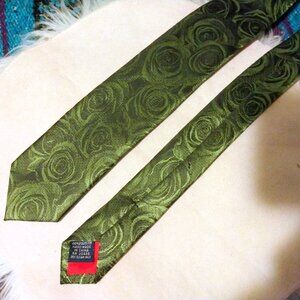 Linea Uomo Neck Tie 58” Slim Jewel Tone Green Floral Rose Dark Academia Y2K